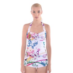 Butterfly Vector Art Boyleg Halter Swimsuit  by BangZart