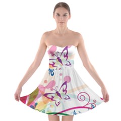 Butterfly Vector Art Strapless Bra Top Dress by BangZart