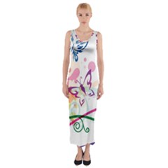 Butterfly Vector Art Fitted Maxi Dress