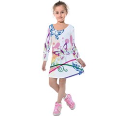 Butterfly Vector Art Kids  Long Sleeve Velvet Dress by BangZart