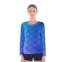 Blue Pattern Plain Cartoon Women s Long Sleeve Tee