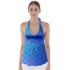 Blue Pattern Plain Cartoon Babydoll Tankini Top by BangZart