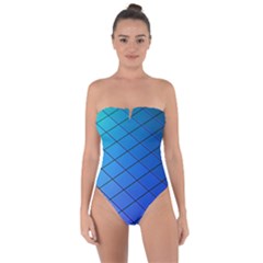 Blue Pattern Plain Cartoon Tie Back One Piece Swimsuit