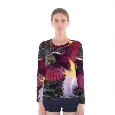 Cendrawasih Beautiful Bird Of Paradise Women s Long Sleeve Tee by BangZart