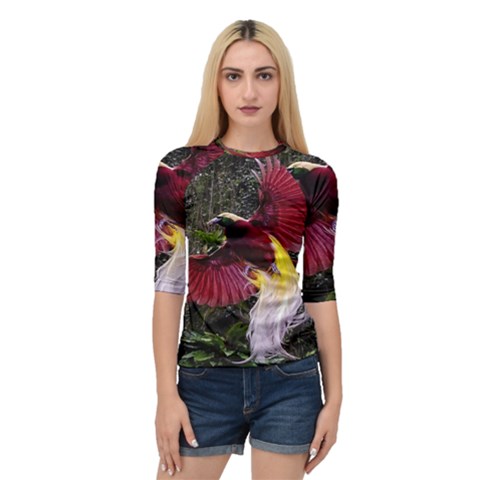 Cendrawasih Beautiful Bird Of Paradise Quarter Sleeve Tee by BangZart