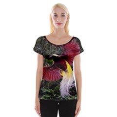 Cendrawasih Beautiful Bird Of Paradise Cap Sleeve Tops by BangZart