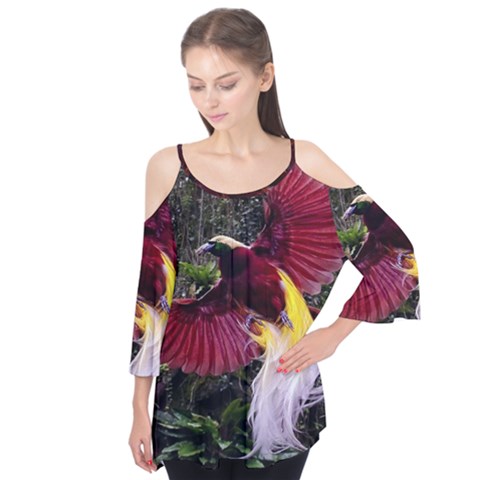 Cendrawasih Beautiful Bird Of Paradise Flutter Tees by BangZart