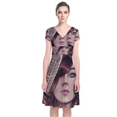 Beautiful Women Fantasy Art Short Sleeve Front Wrap Dress by BangZart