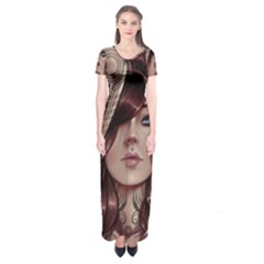 Beautiful Women Fantasy Art Short Sleeve Maxi Dress by BangZart