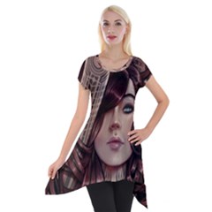 Beautiful Women Fantasy Art Short Sleeve Side Drop Tunic by BangZart