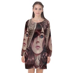 Beautiful Women Fantasy Art Long Sleeve Chiffon Shift Dress  by BangZart