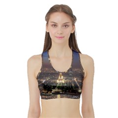 Paris At Night Sports Bra With Border by BangZart