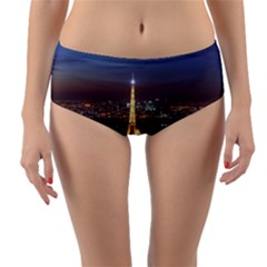 Paris At Night Reversible Mid-Waist Bikini Bottoms