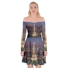 Paris At Night Off Shoulder Skater Dress