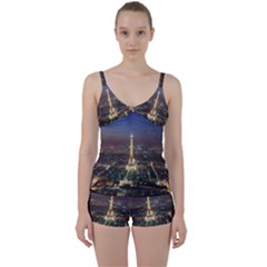 Paris At Night Tie Front Two Piece Tankini