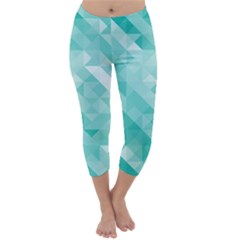 Bright Blue Turquoise Polygonal Background Capri Winter Leggings 