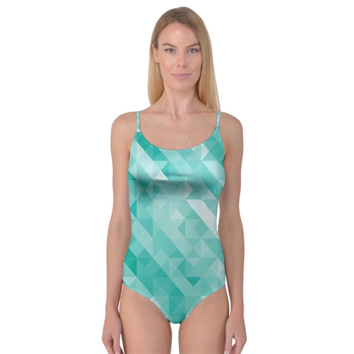 Bright blue turquoise polygonal background Camisole Leotard 