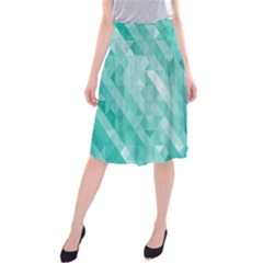 Bright Blue Turquoise Polygonal Background Midi Beach Skirt by TastefulDesigns