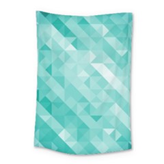 Bright Blue Turquoise Polygonal Background Small Tapestry