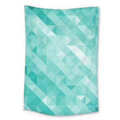 Bright Blue Turquoise Polygonal Background Large Tapestry