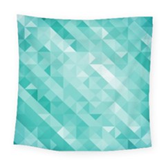 Bright Blue Turquoise Polygonal Background Square Tapestry (large)