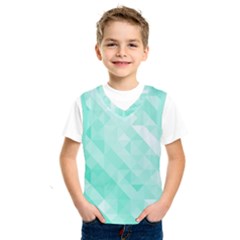 Bright Green Turquoise Geometric Background Kids  Sportswear by TastefulDesigns