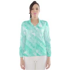 Bright Green Turquoise Geometric Background Wind Breaker (women) by TastefulDesigns