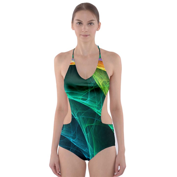 Aura Waves Cut-Out One Piece Swimsuit