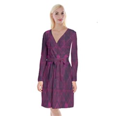 Pinkpunkplaid Long Sleeve Velvet Front Wrap Dress