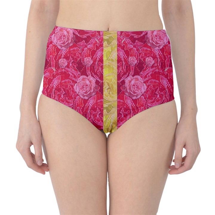 Rose And Roses And Another Rose High-Waist Bikini Bottoms