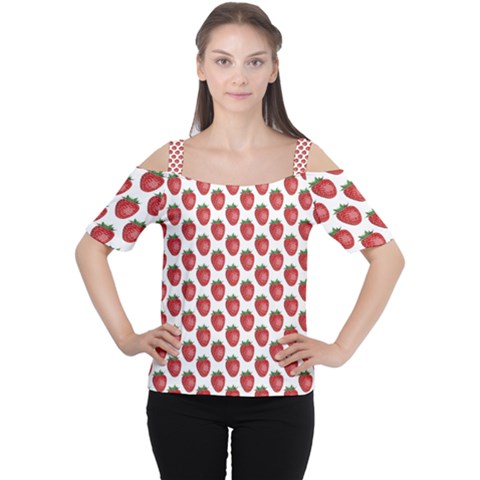 Fruit Strawberry Pattern Cutout Shoulder Tee by ShiroSan