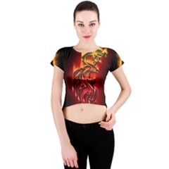 Dragon Fire Crew Neck Crop Top by BangZart