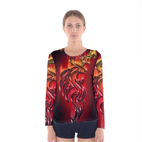 Dragon Fire Women s Long Sleeve Tee by BangZart