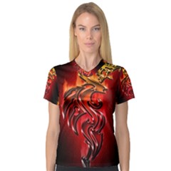 Dragon Fire V-Neck Sport Mesh Tee