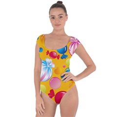 Sweets And Sugar Candies Vector  Short Sleeve Leotard 