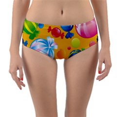 Sweets And Sugar Candies Vector  Reversible Mid-waist Bikini Bottoms by BangZart