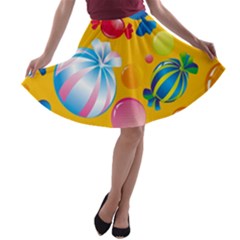 Sweets And Sugar Candies Vector  A-line Skater Skirt by BangZart