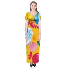 Sweets And Sugar Candies Vector  Short Sleeve Maxi Dress by BangZart