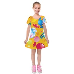 Sweets And Sugar Candies Vector  Kids  Short Sleeve Velvet Dress