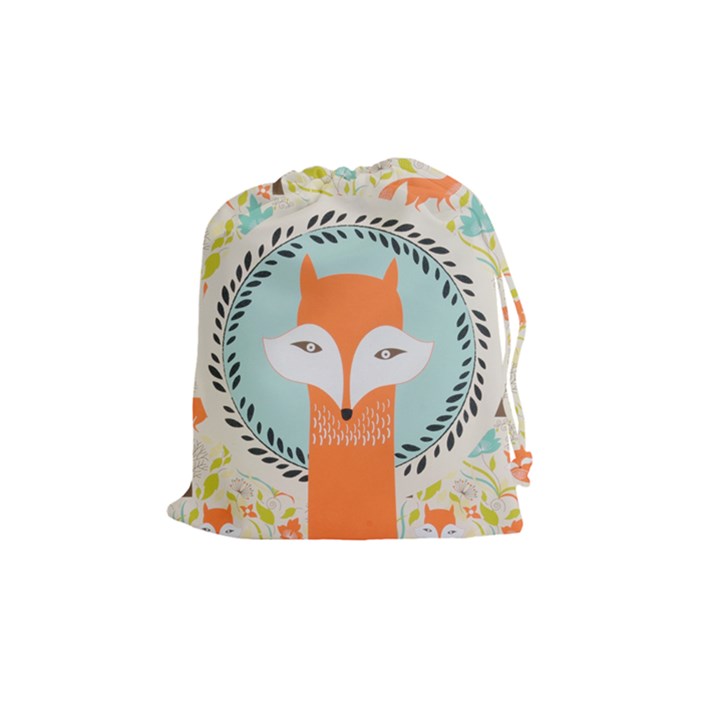 Foxy Fox Canvas Art Print Traditional Drawstring Pouches (Medium) 