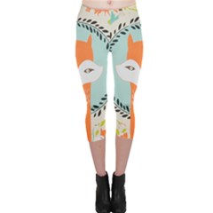 Foxy Fox Canvas Art Print Traditional Capri Leggings  by BangZart