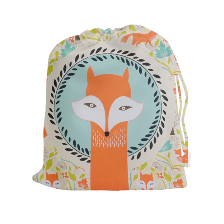 Foxy Fox Canvas Art Print Traditional Drawstring Pouches (XXL)