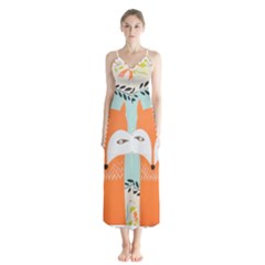 Foxy Fox Canvas Art Print Traditional Button Up Chiffon Maxi Dress