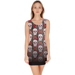 Red & Green Pattern Skulls Horror Bodycon Dress by PattyVilleDesigns