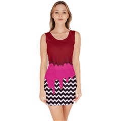 Red & Pink Bloods Dripping Bodycon Dress