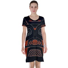 Traditional Northwest Coast Native Art Short Sleeve Nightdress by BangZart