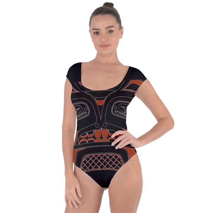 Traditional Northwest Coast Native Art Short Sleeve Leotard 