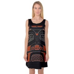 Traditional Northwest Coast Native Art Sleeveless Satin Nightdress by BangZart