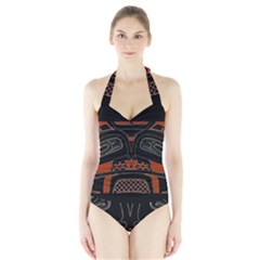 Traditional Northwest Coast Native Art Halter Swimsuit by BangZart