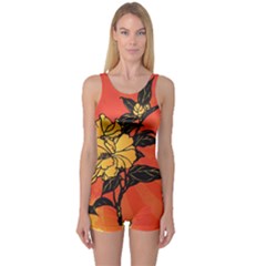 Vector Asian Flowers One Piece Boyleg Swimsuit by BangZart